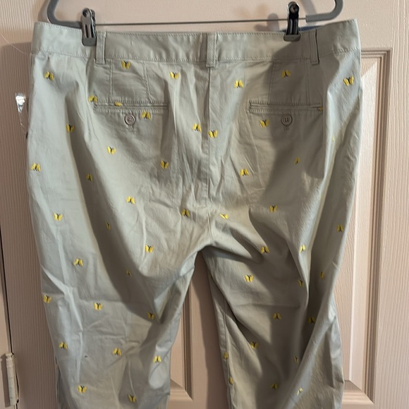 Womens chino Pants with Yellow embroidered butterfly’s - Picture 2 of 3
